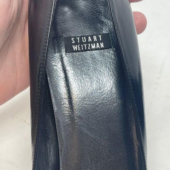 Stuart Weitzman Black Pointed Toe Leather Stiletto Pumps Heels Size 10 - Picture 6 of 8